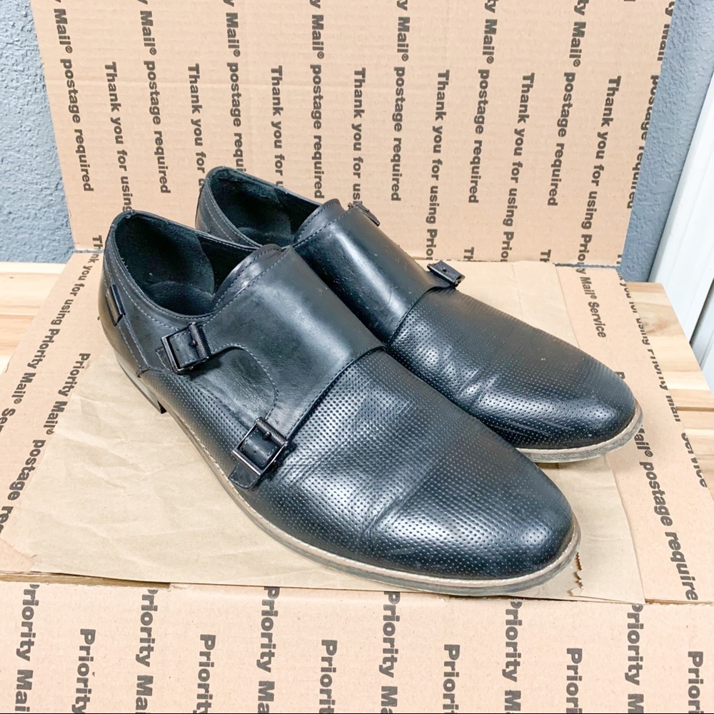 Kenneth Cole Reaction Pin Cole Monk Loafers, Black, Size 13